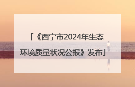 《西宁市2024年生态环境质量状况公报》发布