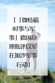 「微特稿·时事与军事」德国总理批评以军在加沙军事行动