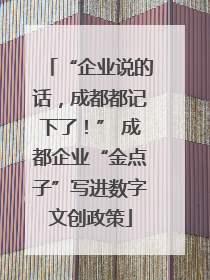 “企业说的话，成都都记下了！” 成都企业“金点子”写进数字文创政策