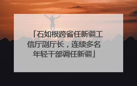 石如根跨省任新疆工信厅副厅长，连续多名年轻干部调任新疆