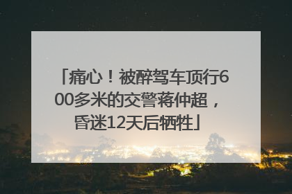 痛心！被醉驾车顶行600多米的交警蒋仲超，昏迷12天后牺牲