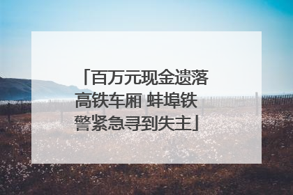 百万元现金遗落高铁车厢 蚌埠铁警紧急寻到失主