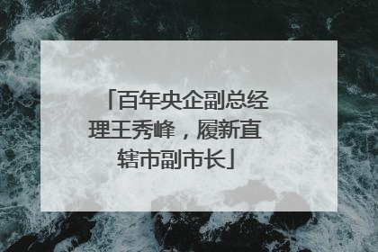 百年央企副总经理王秀峰，履新直辖市副市长
