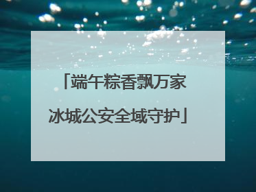 端午粽香飘万家 冰城公安全域守护