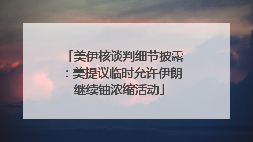 美伊核谈判细节披露：美提议临时允许伊朗继续铀浓缩活动
