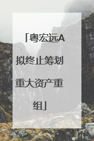 粤宏远A拟终止筹划重大资产重组