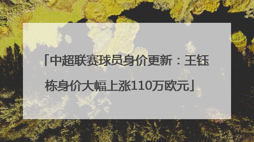 中超联赛球员身价更新：王钰栋身价大幅上涨110万欧元