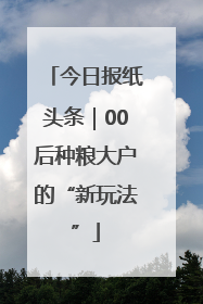 今日报纸头条｜00后种粮大户的“新玩法”