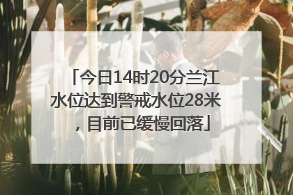 今日14时20分兰江水位达到警戒水位28米，目前已缓慢回落