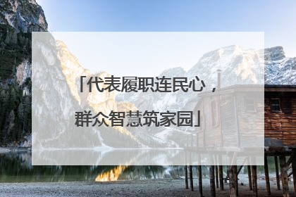 代表履职连民心，群众智慧筑家园