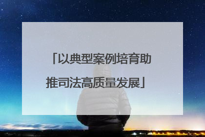 以典型案例培育助推司法高质量发展
