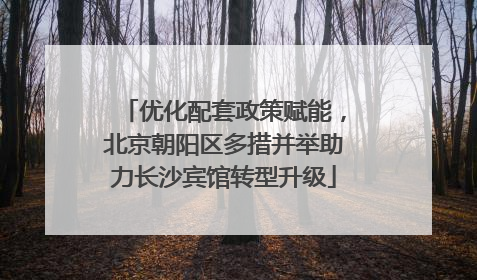 优化配套政策赋能，北京朝阳区多措并举助力长沙宾馆转型升级