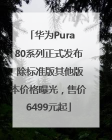 华为Pura 80系列正式发布 除标准版其他版本价格曝光，售价6499元起