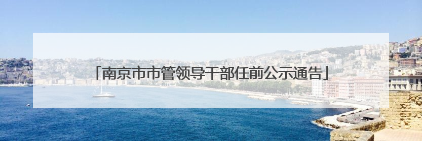 南京市市管领导干部任前公示通告