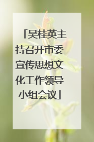 吴桂英主持召开市委宣传思想文化工作领导小组会议