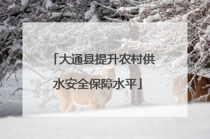 大通县提升农村供水安全保障水平
