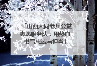 山西大同老兵公益志愿服务队：用热血书写忠诚与担当