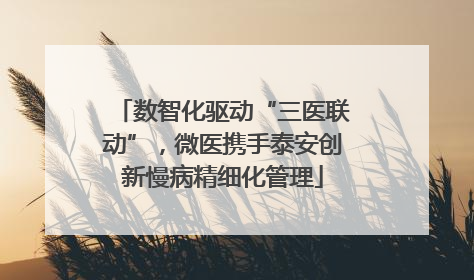 数智化驱动“三医联动”，微医携手泰安创新慢病精细化管理