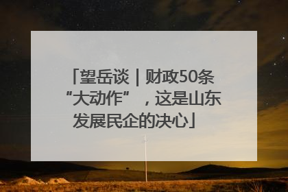 望岳谈｜财政50条“大动作”，这是山东发展民企的决心