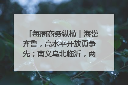 每周商务纵横｜海岱齐鲁，高水平开放勇争先；南义乌北临沂，两扇窗里观外贸