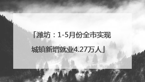潍坊：1-5月份全市实现城镇新增就业4.27万人
