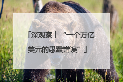深观察丨“一个万亿美元的愚蠢错误”