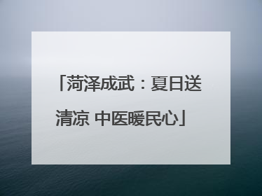 菏泽成武：夏日送清凉 中医暖民心