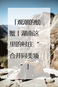 观潮的螃蟹丨湖南这里的村庄“合并同类项”