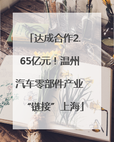 达成合作2.65亿元！温州汽车零部件产业“链接”上海