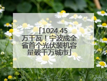 1024.45万千瓦！宁波成全省首个光伏装机容量破千万城市